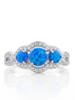 Blue Opal ring, size 7, 925 Sterling Silver Charmed Aroma
